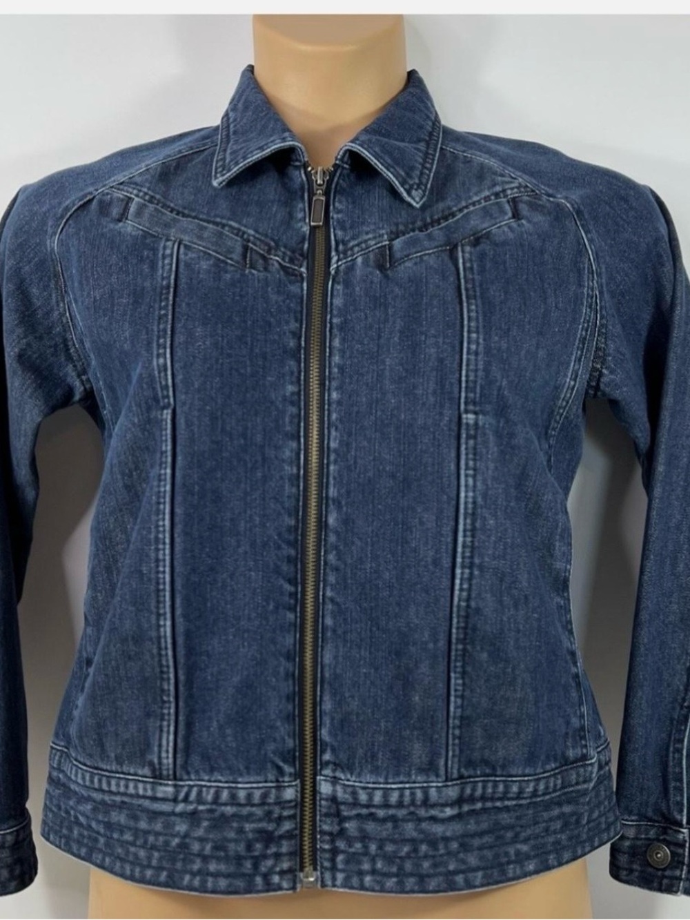 Dark Blue Denim Zip-Front Women's Jacket